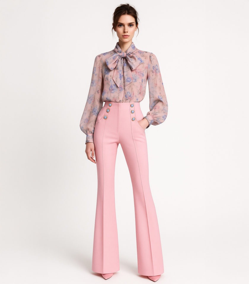 WOOL CREPE FLARED TROUSERS - Image 2