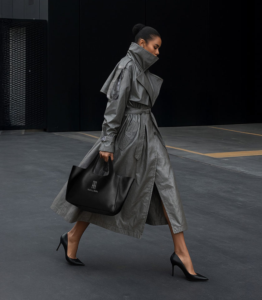 OVERSIZED COATED COTTON DOUBLE-BREASTED TRENCH COAT - Image 2
