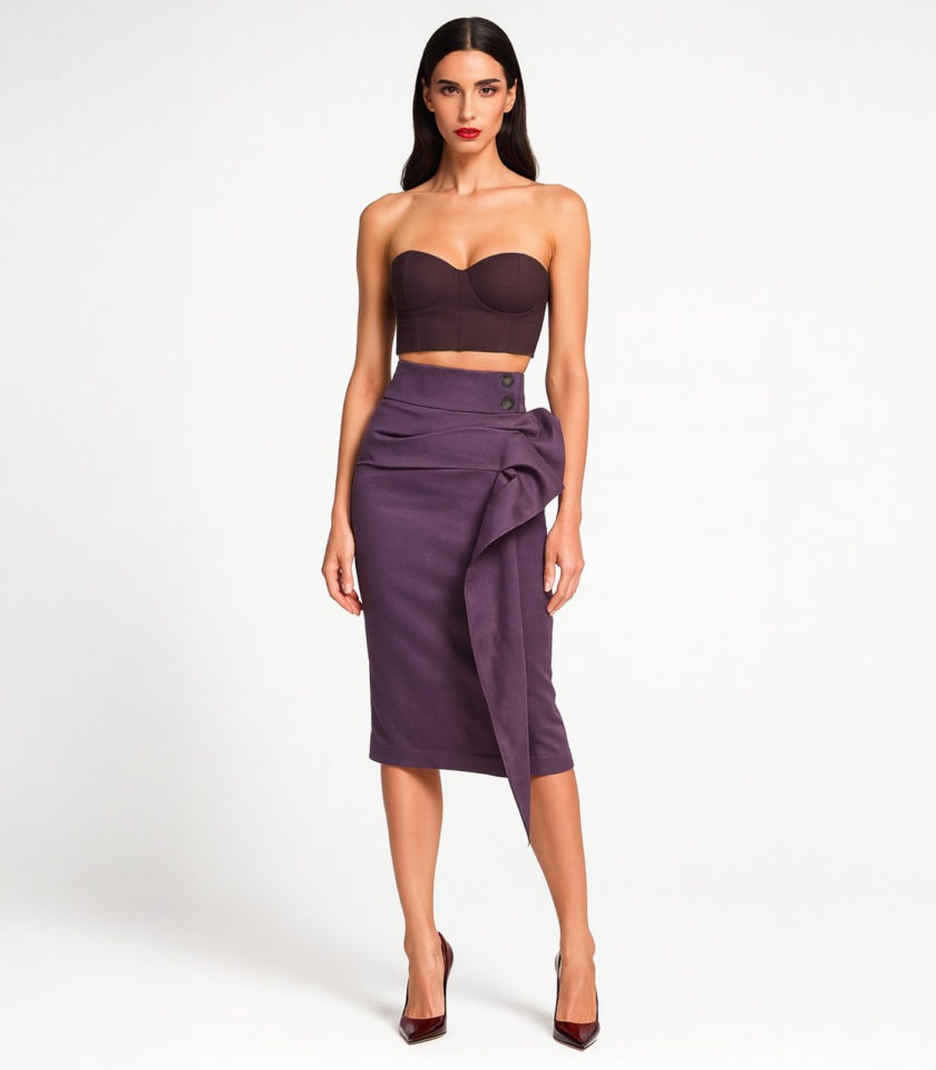 HIGH-WAISTED ASYMMETRICAL PENCIL SKIRT - Image 2