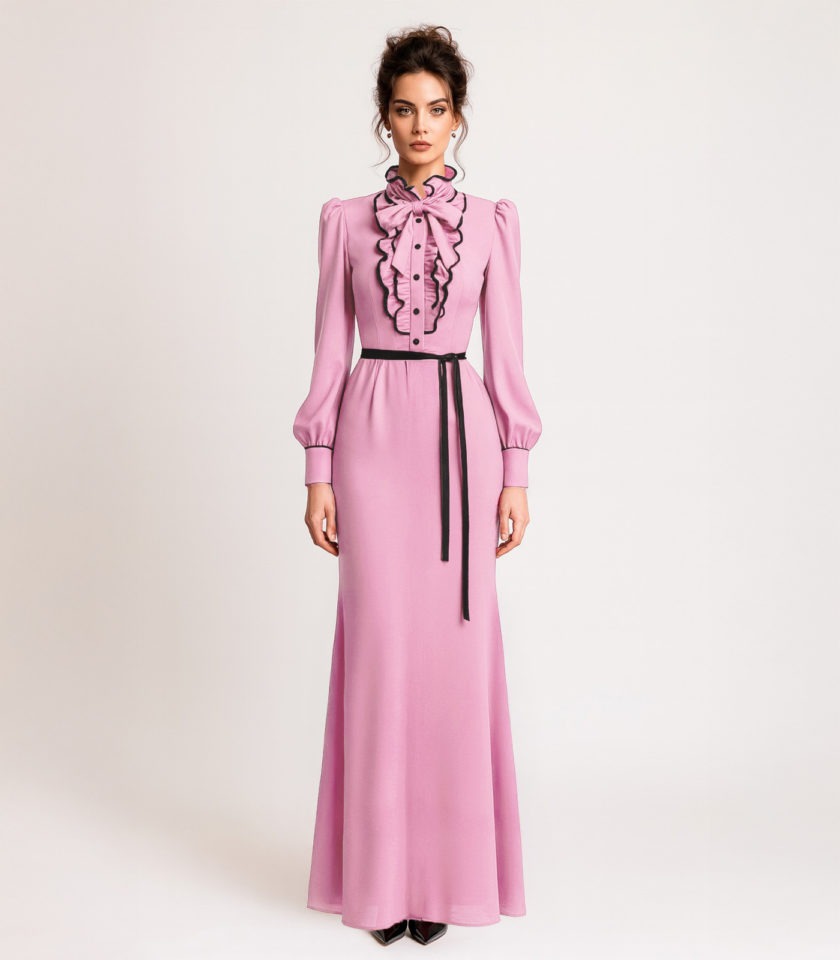 LONG SILK COCKTAIL DRESS - Image 2