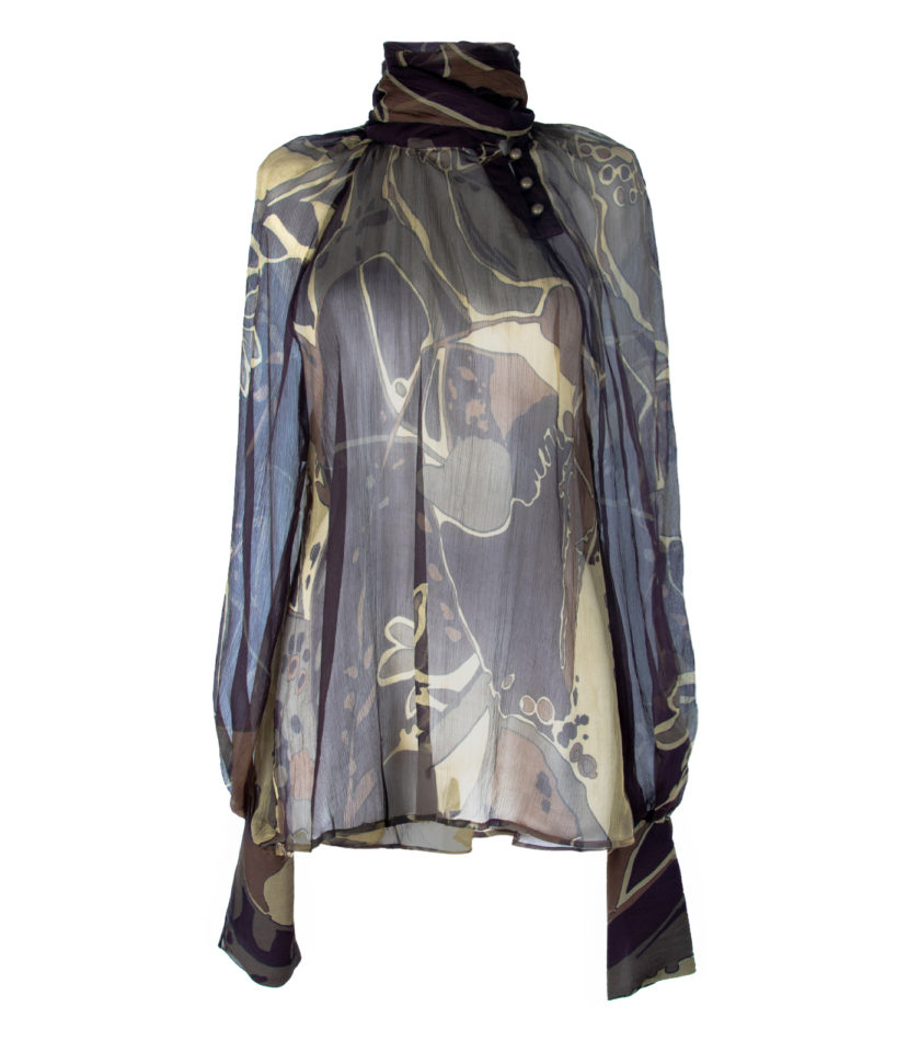 SHEER SILK SHIRT WITH BOW COLLAR - Image 3