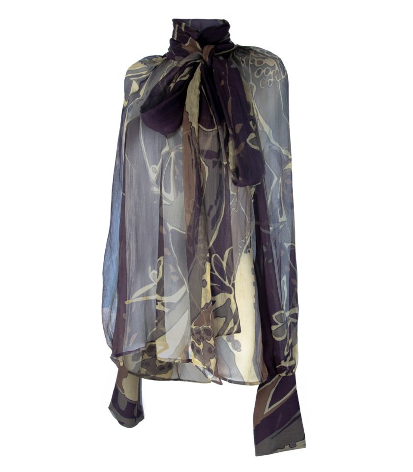 SHEER SILK SHIRT WITH BOW COLLAR - Image 5