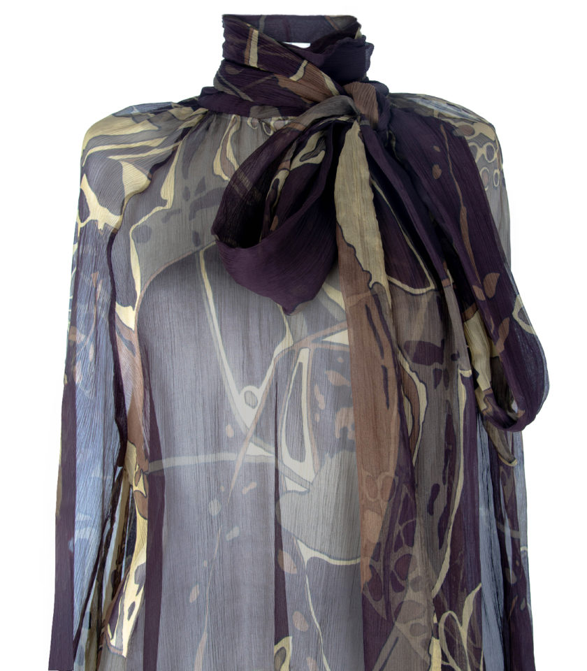 SHEER SILK SHIRT WITH BOW COLLAR - Image 4