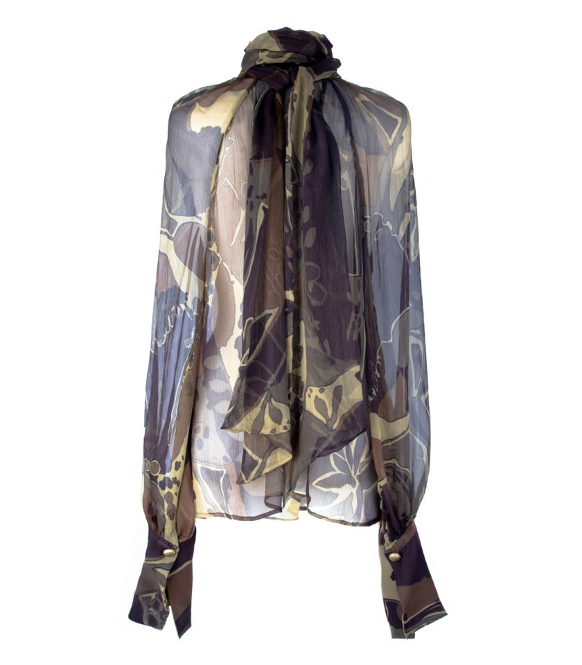 SHEER SILK SHIRT WITH BOW COLLAR - Image 7