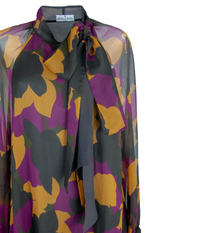 PURE SILK DOUBLE-LAYER DRESS WITH ABSTRACT PRINT - Image 6