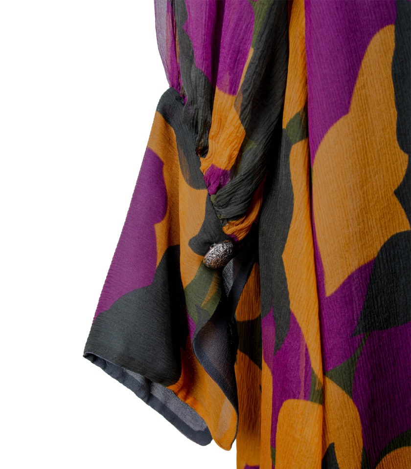 PURE SILK DOUBLE-LAYER DRESS WITH ABSTRACT PRINT - Image 4