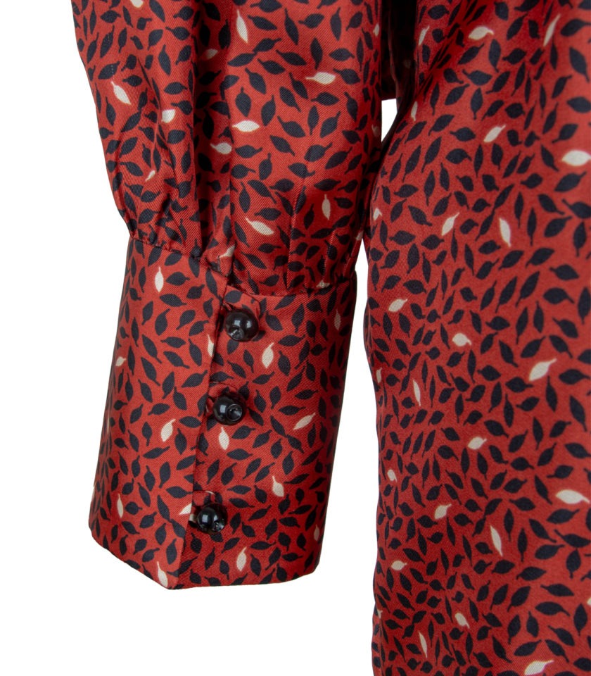 SCARLET SILK TWILL DRAPED MINI DRESS - Image 6