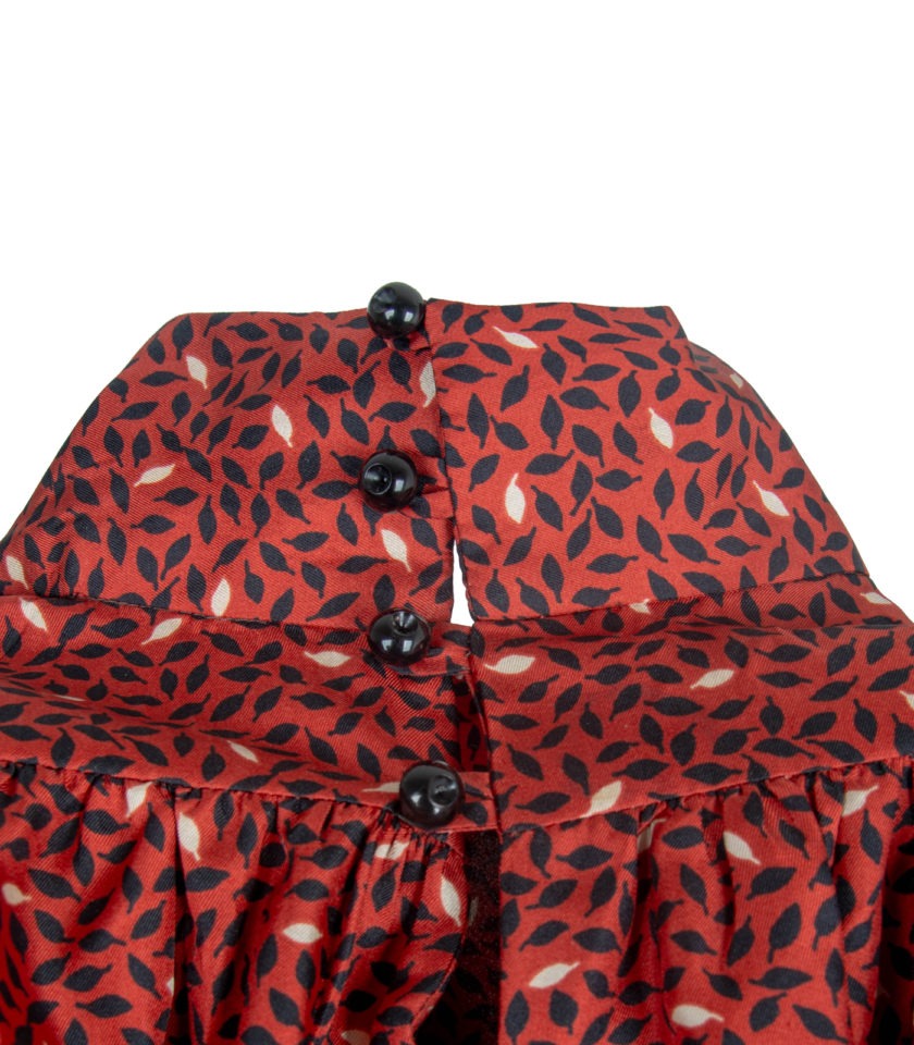 SCARLET SILK TWILL DRAPED MINI DRESS - Image 7
