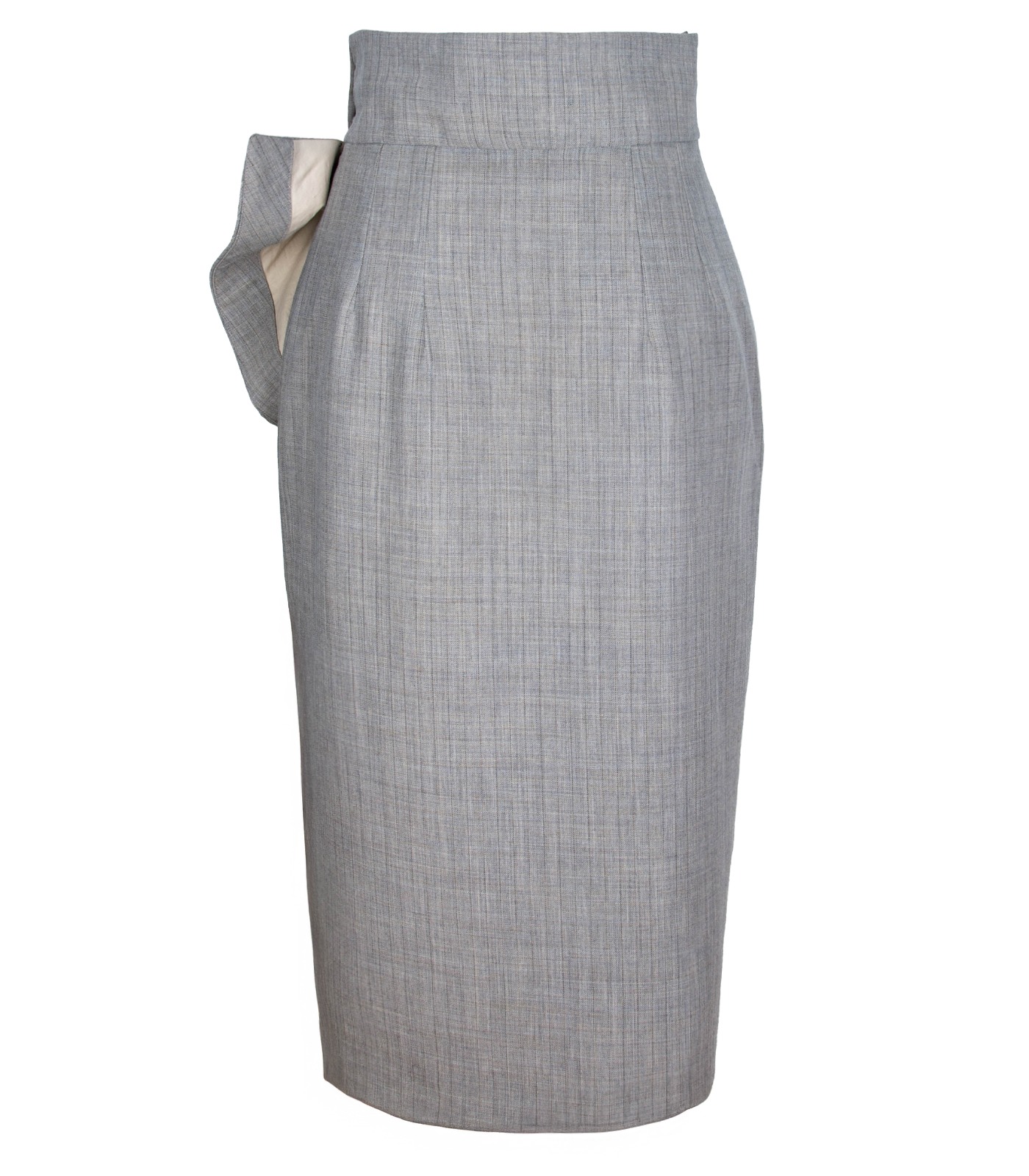 HIGH-WAISTED WOOL ASYMMETRICAL PENCIL SKIRT - Image 5