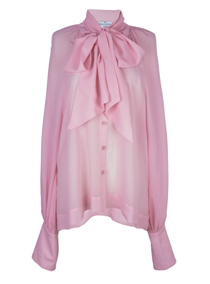 RELAXED SILK CHIFFON BLOUSE WITH NECKTIE