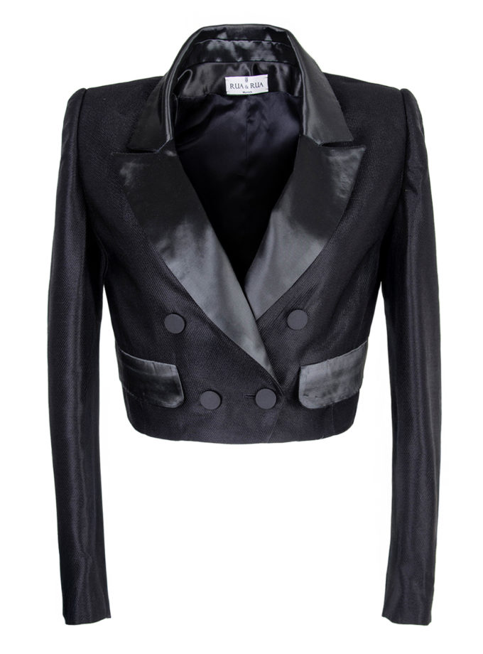 WOOL & SILK DOUBLE-BREASTED SHORT JACKET