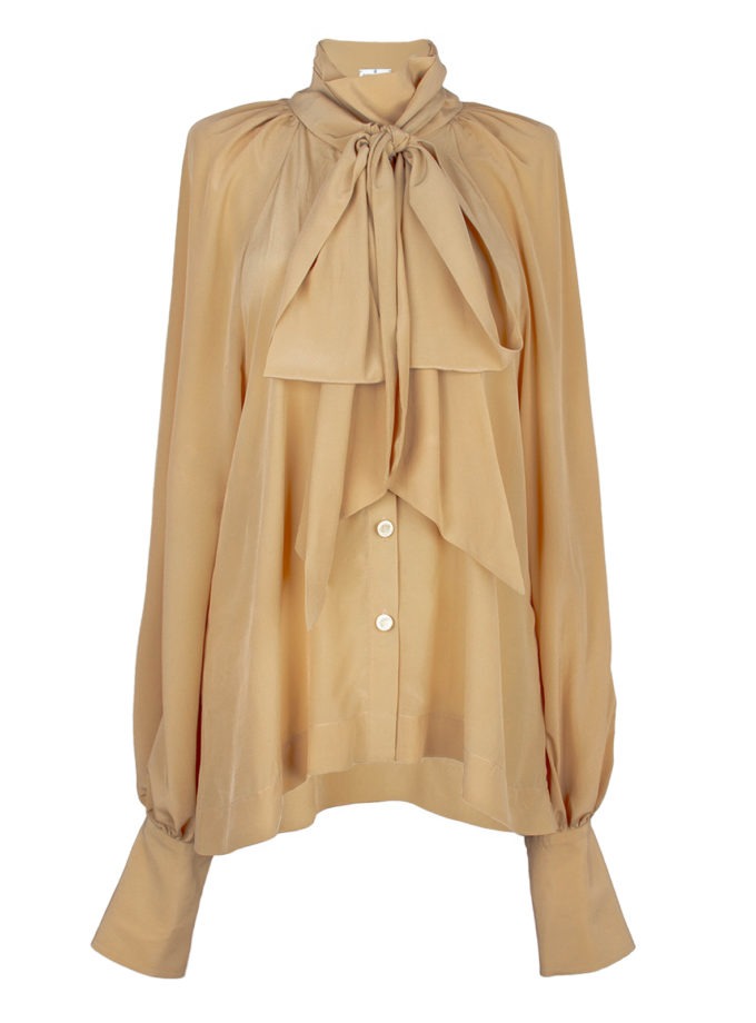 RELAXED SILK CREPE DE CHINE BLOUSE WITH NECKTIE