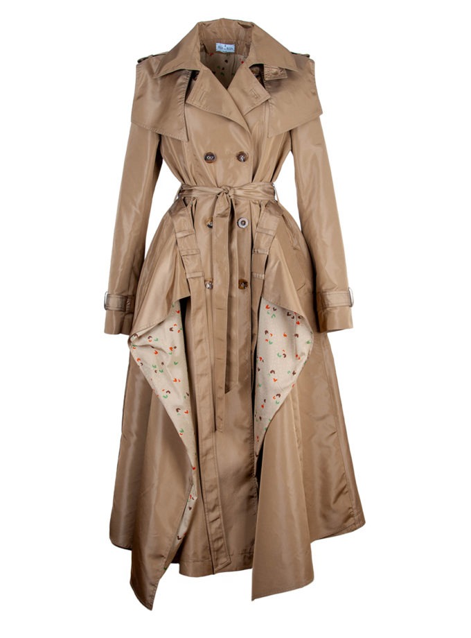 SILK DOUBLE-BREASTED TRENCH COAT