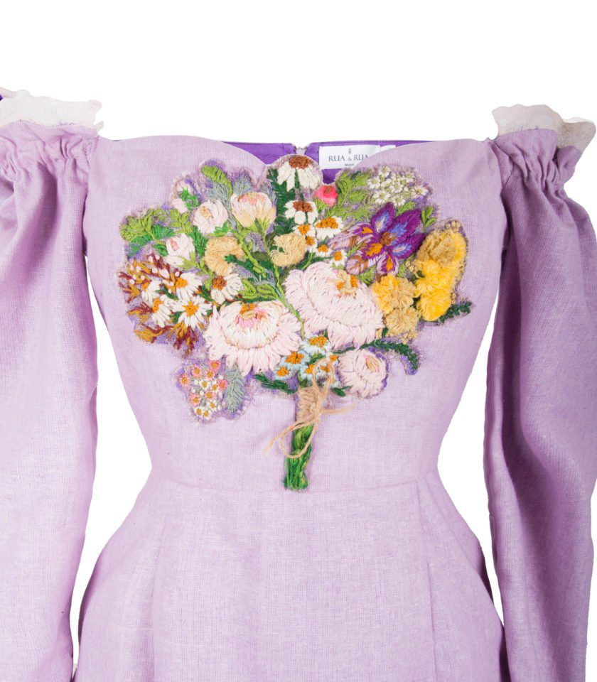 OFF-SHOULDER SILK DRESS WITH HAND EMBROIDERY [Digital] - Image 3