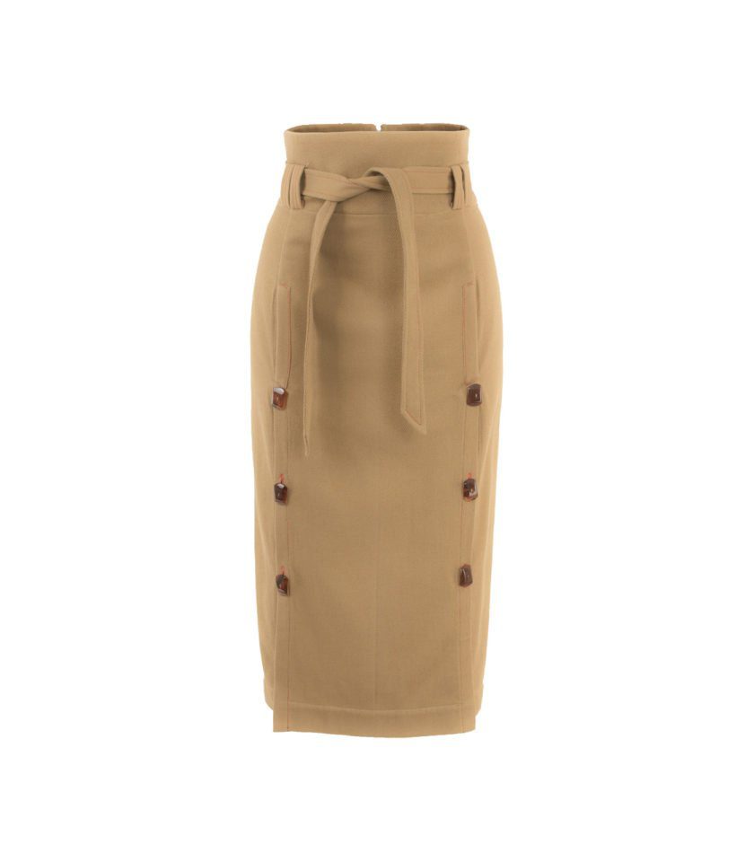 HIGH-WAISTED COTTON PENCIL SKIRT