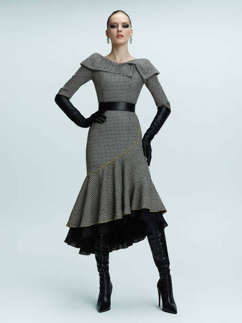 ASYMMETRICAL MERMAID OFF-SHOULDER SILK DRESS - Image 2