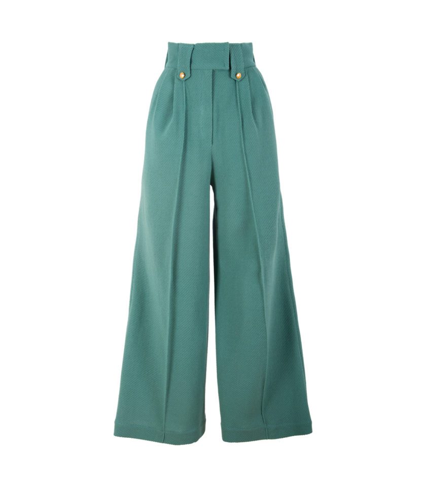 WOOL HIGH-WAISTED WIDE-LEG TROUSERS