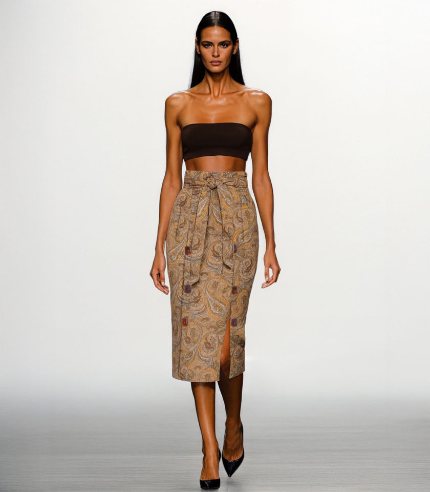 HIGH-WAISTED COTTON PENCIL SKIRT - Image 2