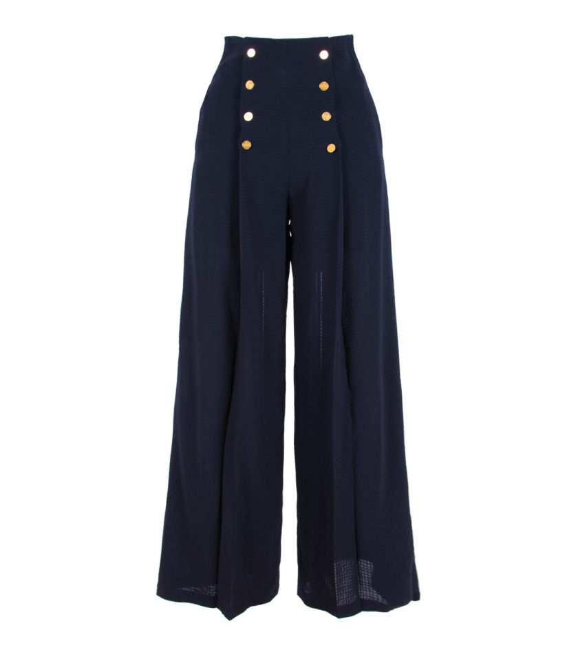 WOOL HIGH-WAISTED WIDE-LEG TROUSERS