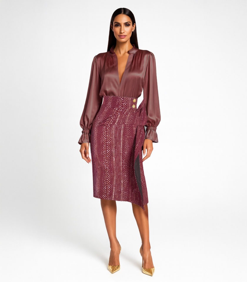 HIGH-WAISTED ASYMMETRICAL PENCIL SKIRT - Image 2