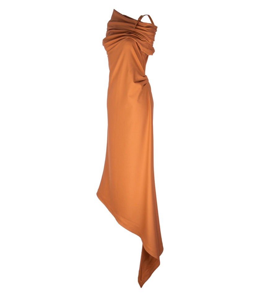 ASYMMETRICAL LONG STRETCH-WOOL COCKTAIL DRESS - Image 2