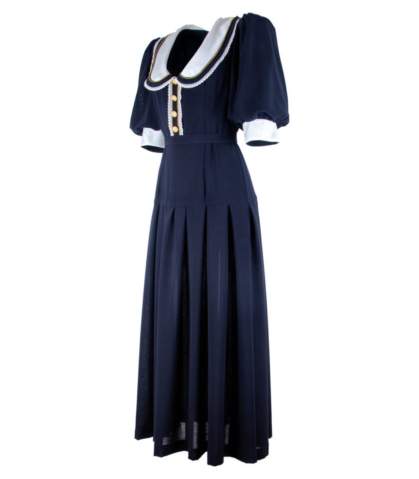 WOOL LONG DRESS WITH WIDE SILK COLLAR - Image 3