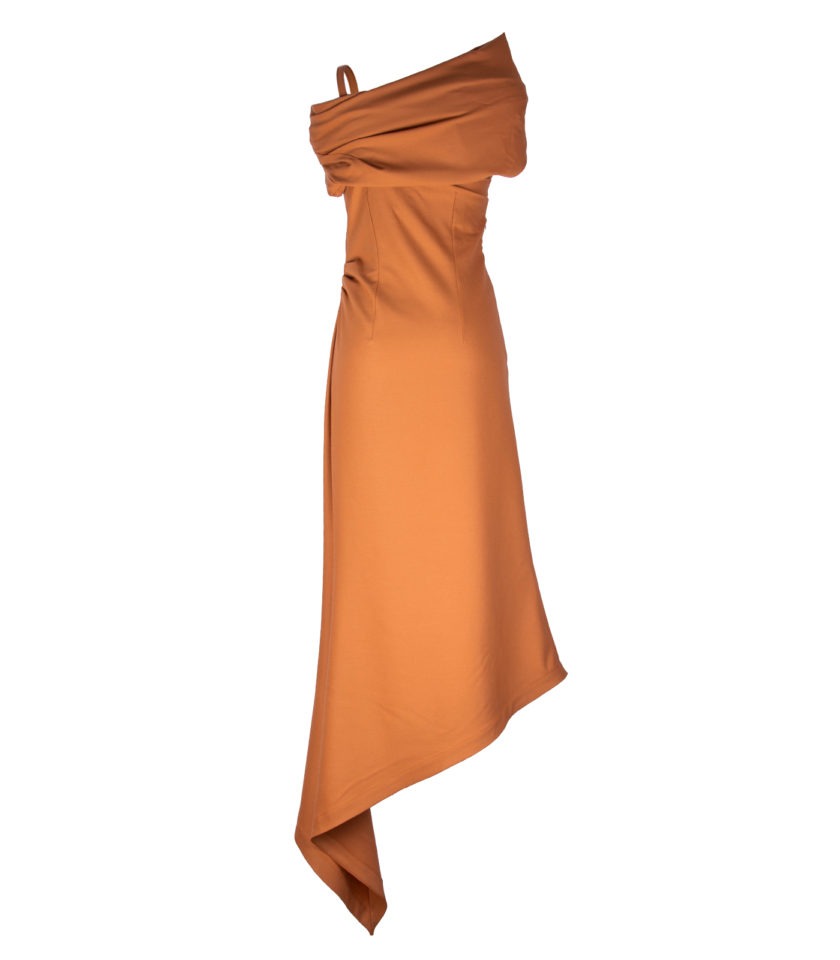 ASYMMETRICAL LONG STRETCH-WOOL COCKTAIL DRESS - Image 6