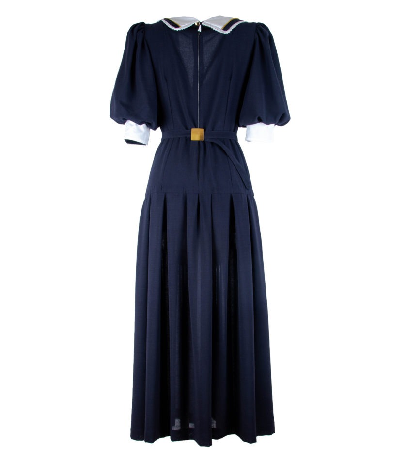 WOOL LONG DRESS WITH WIDE SILK COLLAR - Image 4