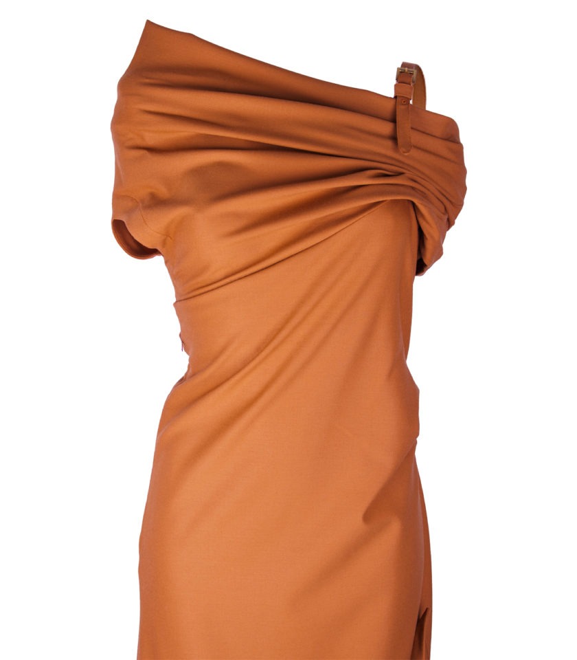 ASYMMETRICAL LONG STRETCH-WOOL COCKTAIL DRESS - Image 3