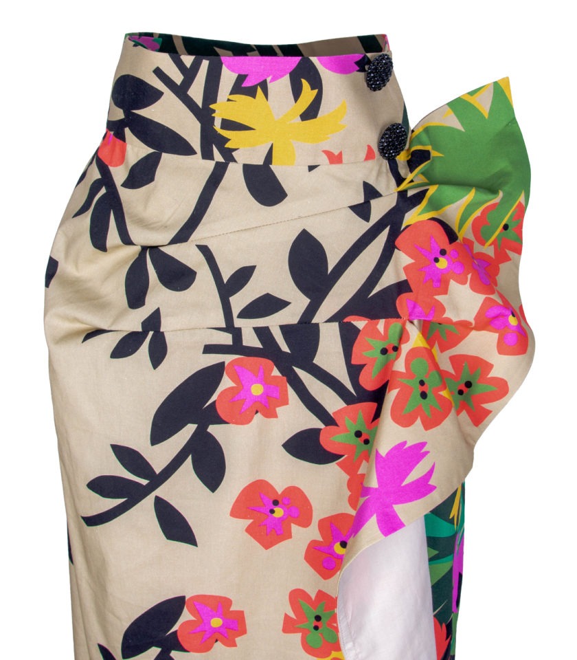 HIGH-WAISTED FLORAL ASYMMETRICAL PENCIL SKIRT - Image 2