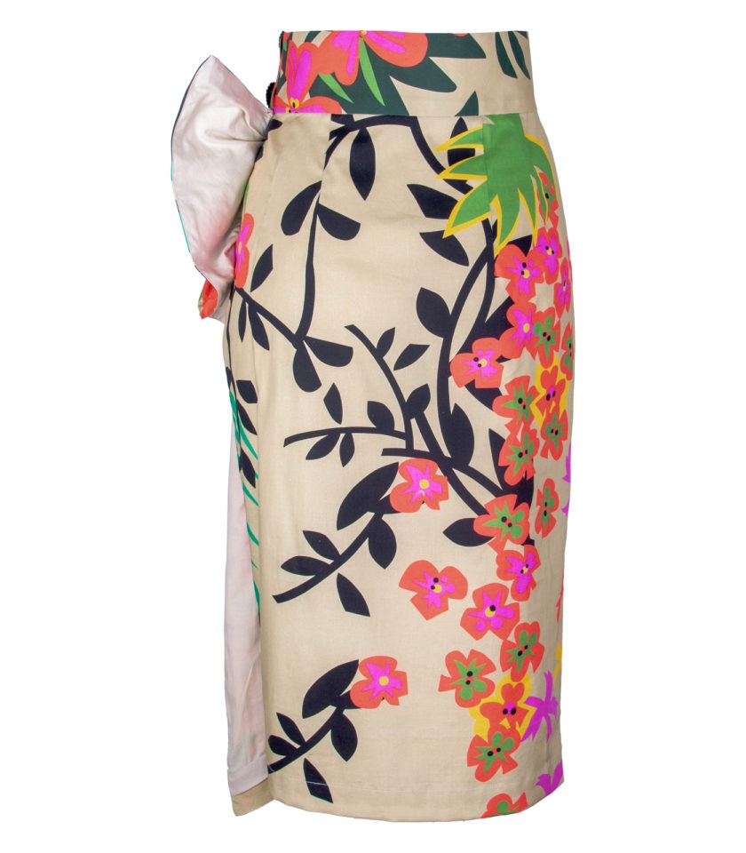 HIGH-WAISTED FLORAL ASYMMETRICAL PENCIL SKIRT - Image 5