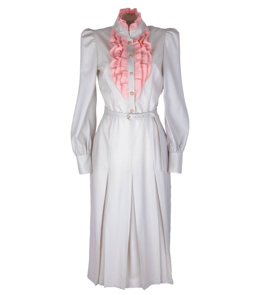 RUFFLED WOOL MIDI DRESS WITH BROOCH - Image 6