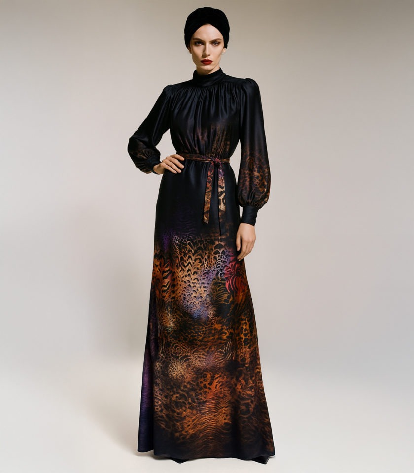 LONG SILK COCKTAIL DRESS - Image 2