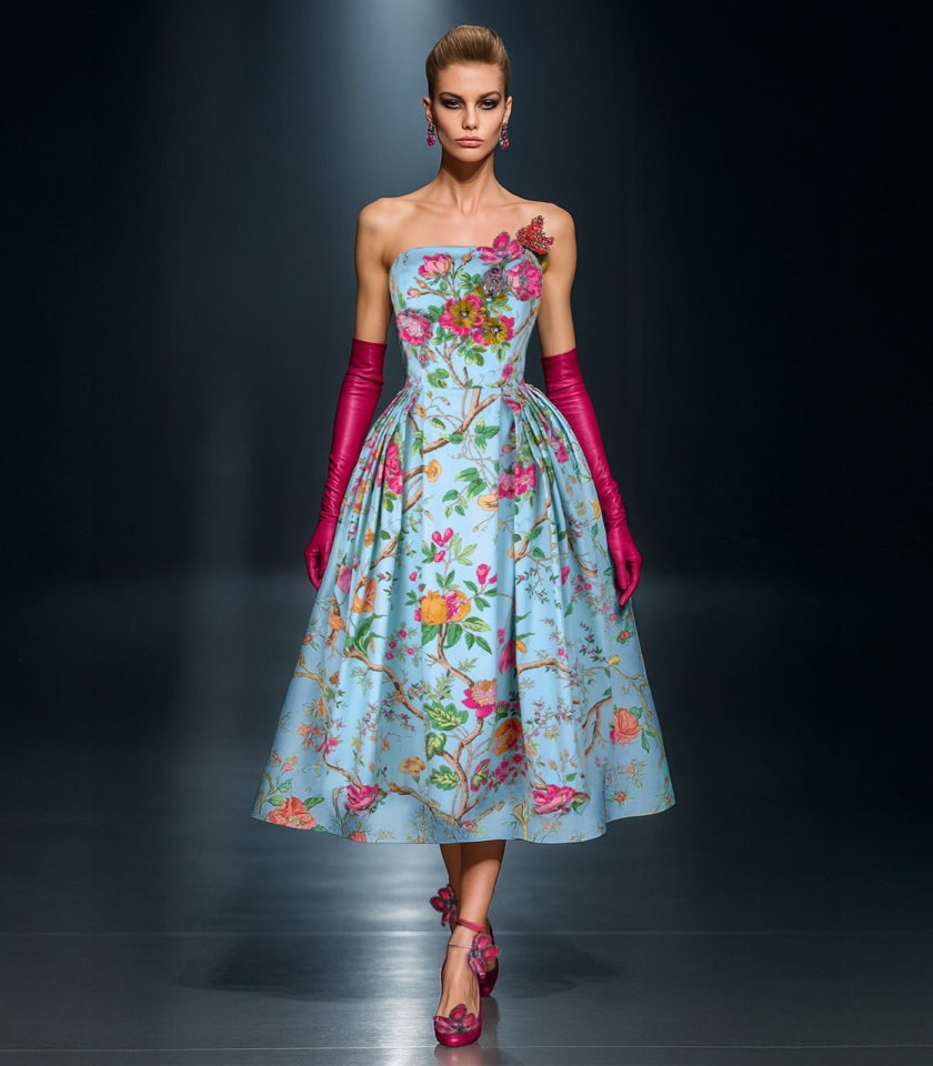 COTTON POPLIN CORSET BUSTIER DRESS WITH EMBROIDERY AND EMBELLISHMENTS OF CRYSTALS - Image 2