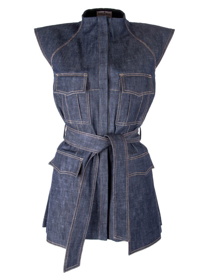 DENIM SLEEVELESS JACKET VEST