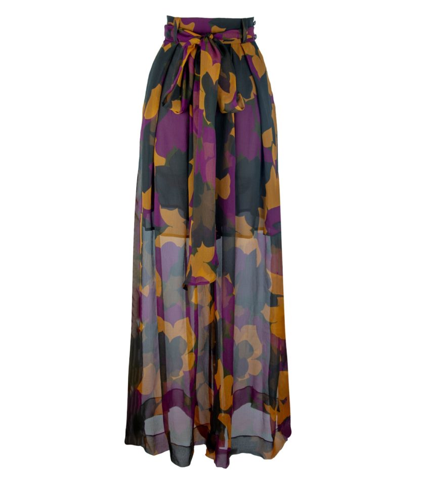 SHEER SILK WIDE-LEG PANTS