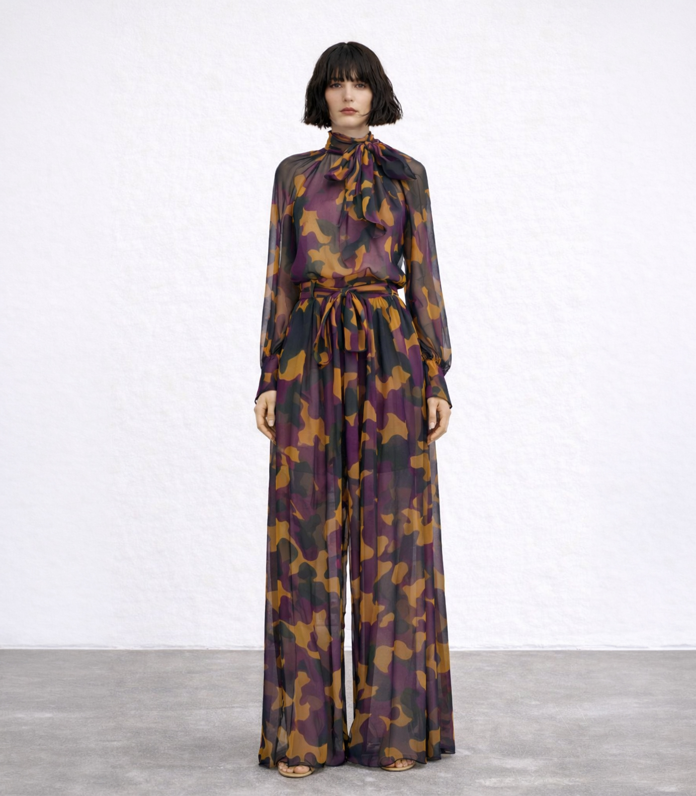 SHEER SILK SHIRT WITH BOW COLLAR - Image 3