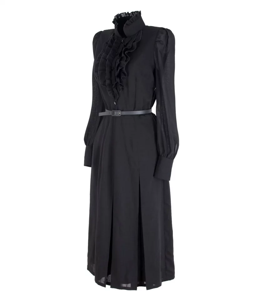 RUFFLED WOOL MIDI DRESS WITH SILK LINING - Image 4
