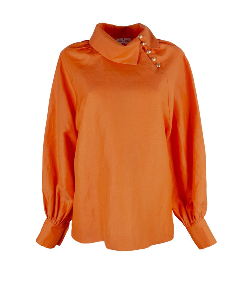 SUNSET LINEN-SILK BLOUSE