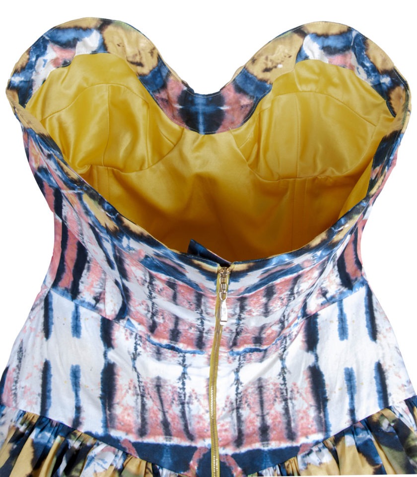 MINI COTTON CORSET DRESS WITH DRAPED SKIRT AND DENIM CORSET BELT - Image 9