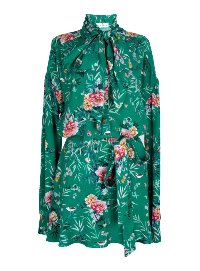 SIGNATURE MINI DRESS WITH SILK LINING AND FLORAL PRINT