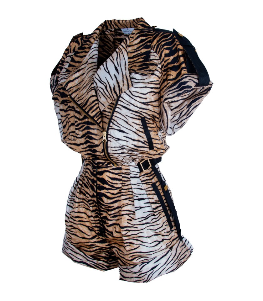 WILD LUXE TIGER SILK PLAYSUIT JUMPSUIT - Image 3