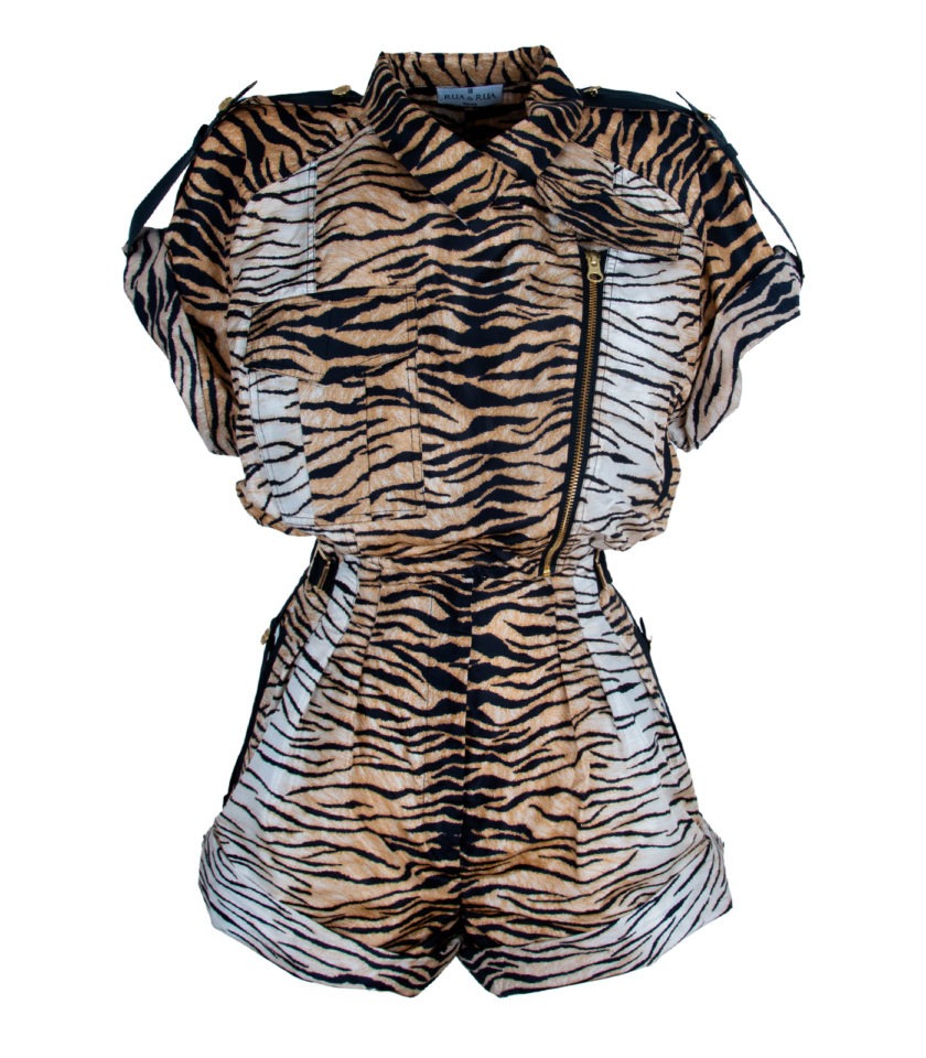 WILD LUXE TIGER SILK PLAYSUIT JUMPSUIT - Image 4