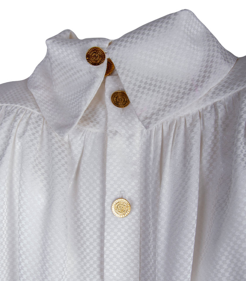 SILK JACQUARD BLOUSE WITH METAL BUTTON BACK DETAIL - Image 5