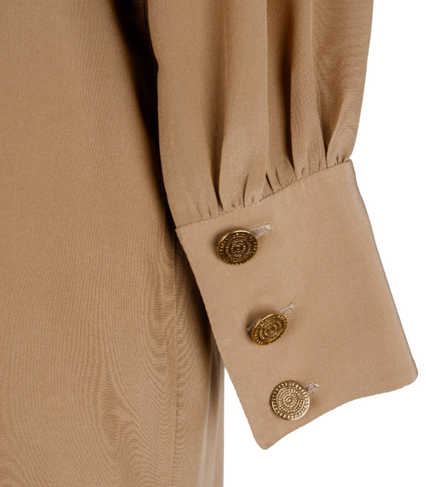 LONG SILK CREPE DE CHINE DRESS WITH METAL BUTTON BACK DETAIL - Image 8