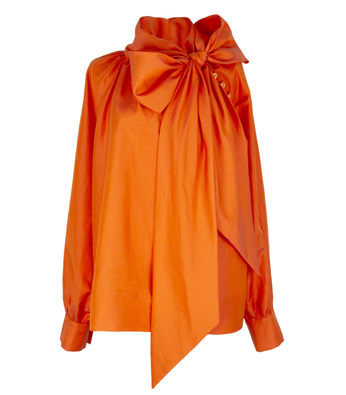 Linen & Silk Bow Blouse