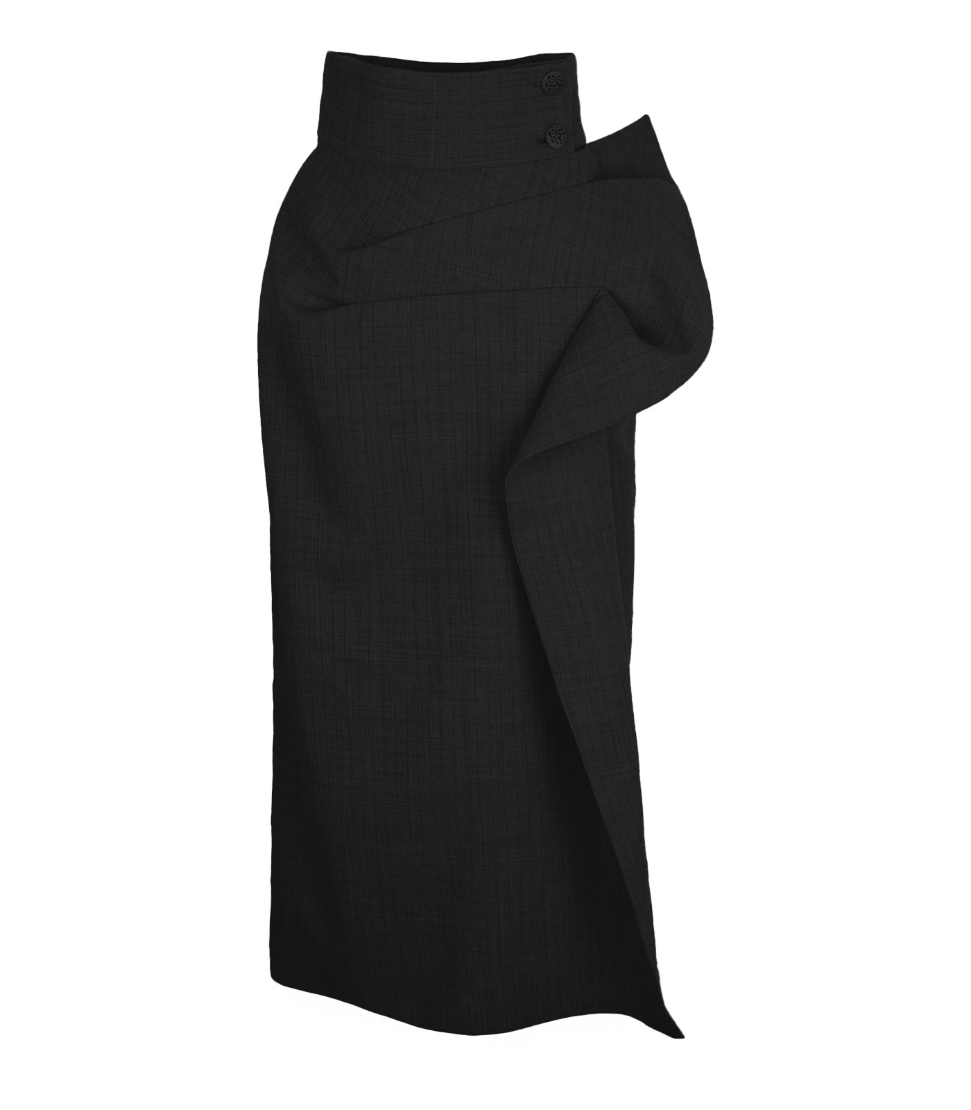 High-Waisted Wool & Silk Asymmetrical Pencil Skirt