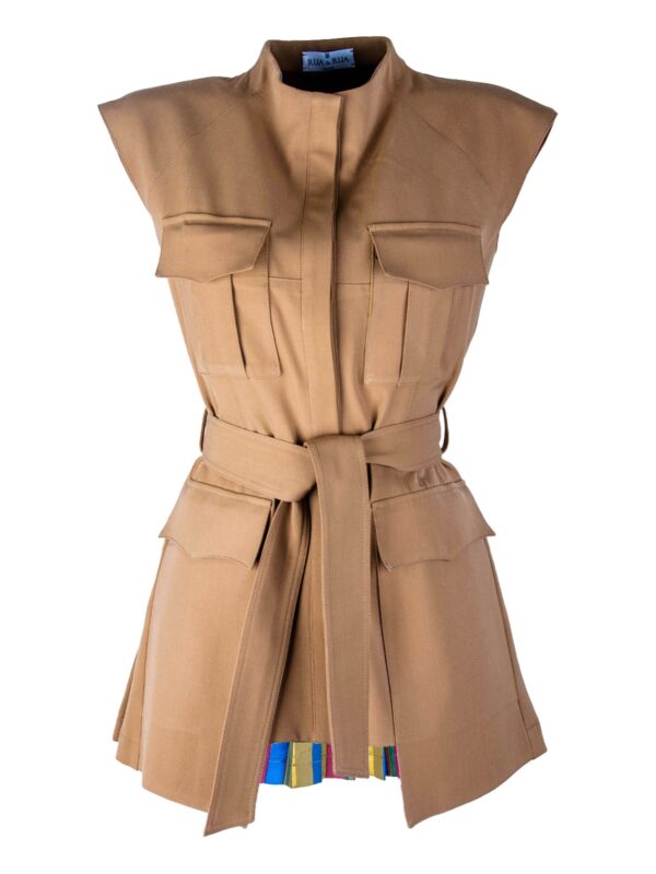 Wool Gabardine Sleeveless Jacket