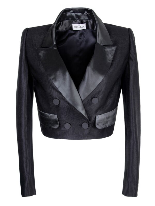 Wool & Silk Double-Breasted Short Jacket