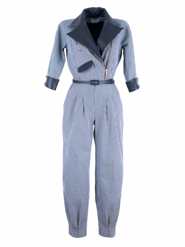 Cotton & Leather Loose Fit Jumpsuit